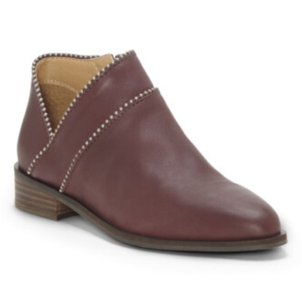 Lucky Brand Perrma Raisin Curved Topline Pinpoint moto Boots- Size 10